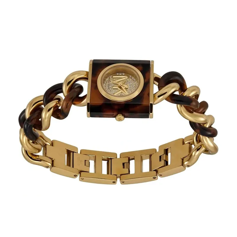 Michael Kors Chain Lock Tortoiseshell Acetate Chain Ladies Watch- MK4808